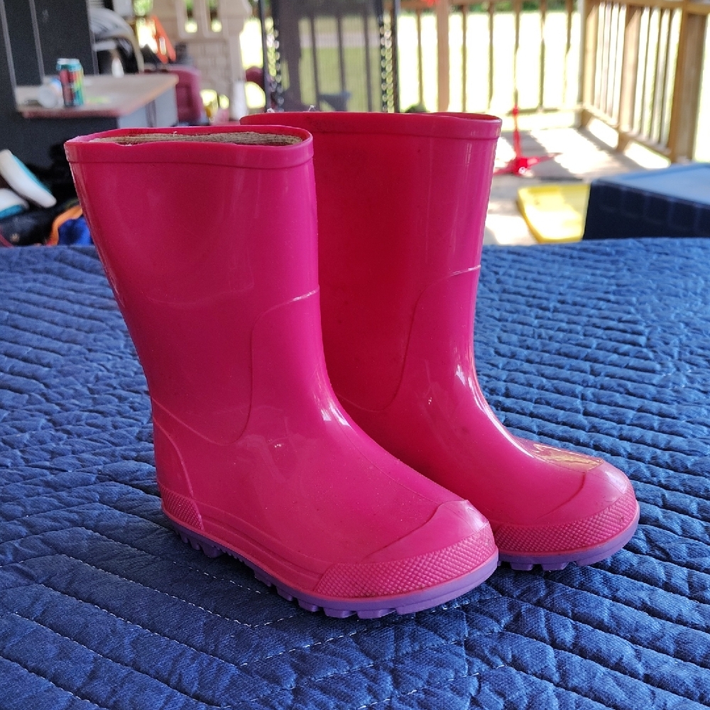 Bright Pink Kids Rain Boots